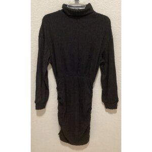 Black Ribbed Knit Long Sleeve Turtleneck Sweater Dress Size S